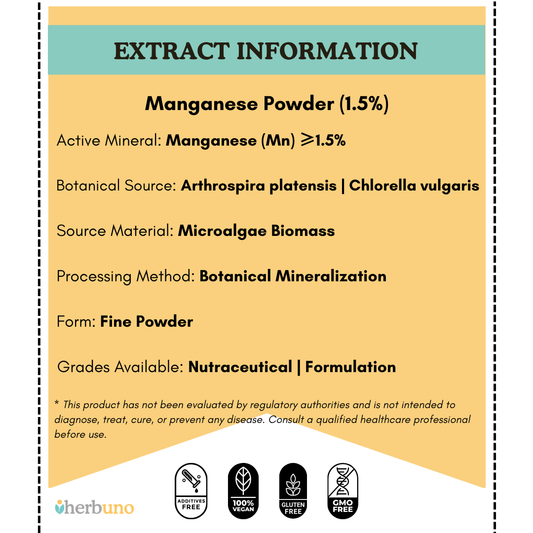 Manganese (1.5%) — from Spirulina & Chlorella - Herbuno.Com