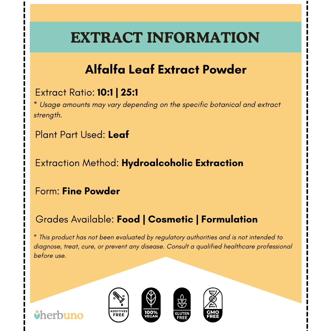 Alfalfa Leaf Extract Powder - Medicago sativa - Herbuno.Com