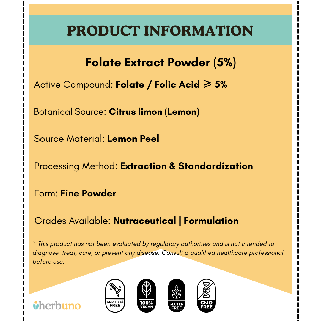 Folate/Folic Acid (5%) — from Lemon Peel - Herbuno.Com