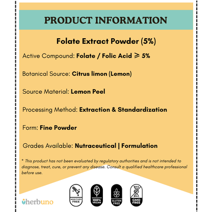 Folate/Folic Acid (5%) — from Lemon Peel - Herbuno.Com