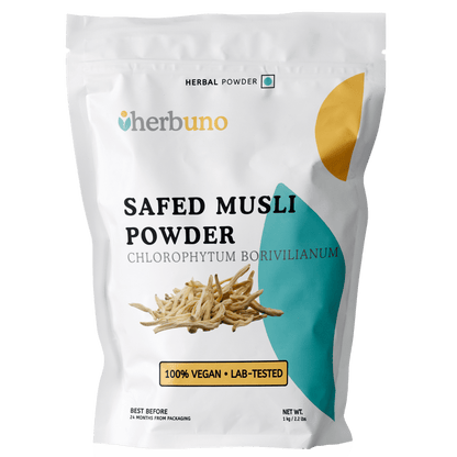 Organic Safed Musli Root Powder - Chlorophytum borivilianum - Herbuno.Com