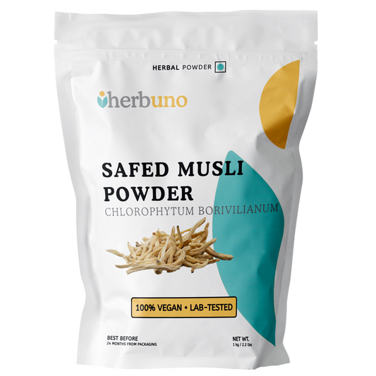 Organic Safed Musli Root Powder - Chlorophytum borivilianum - Herbuno.Com