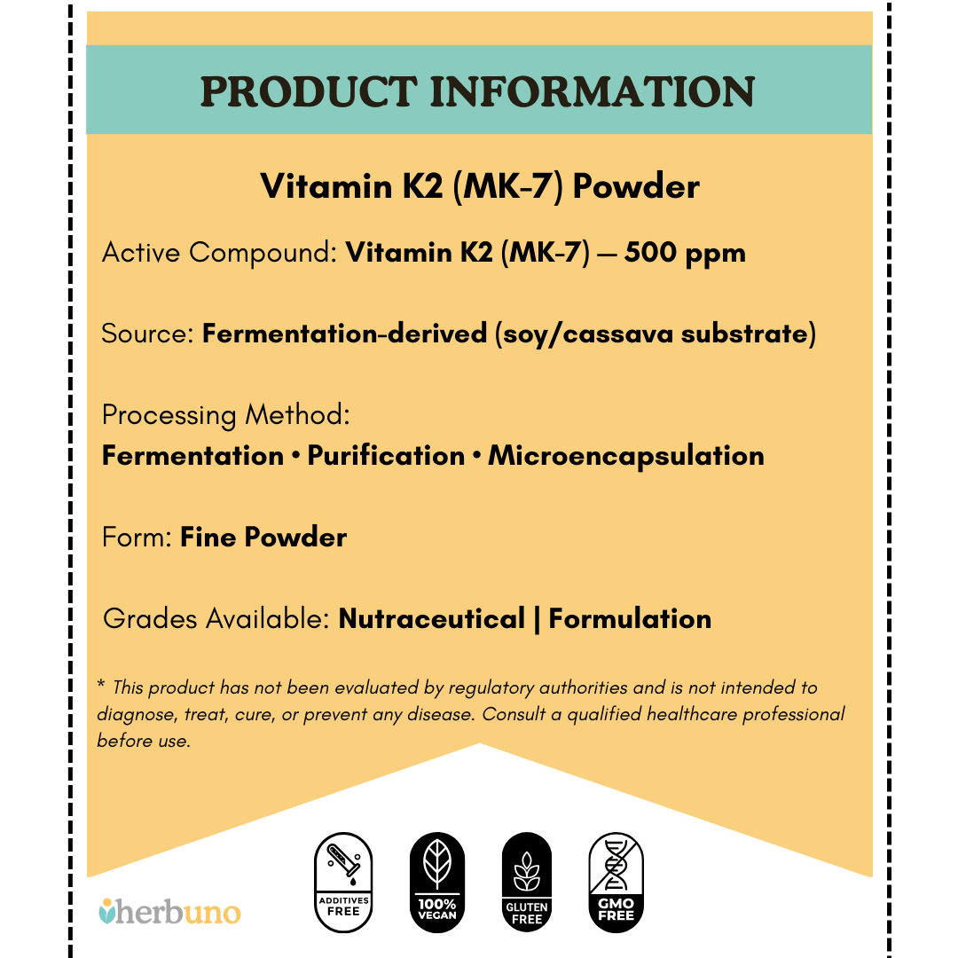 Vitamin K2 - MK7 (500 ppm) — from Fermented Soy/Cassava  - Bulk Supplier India  - shop_name