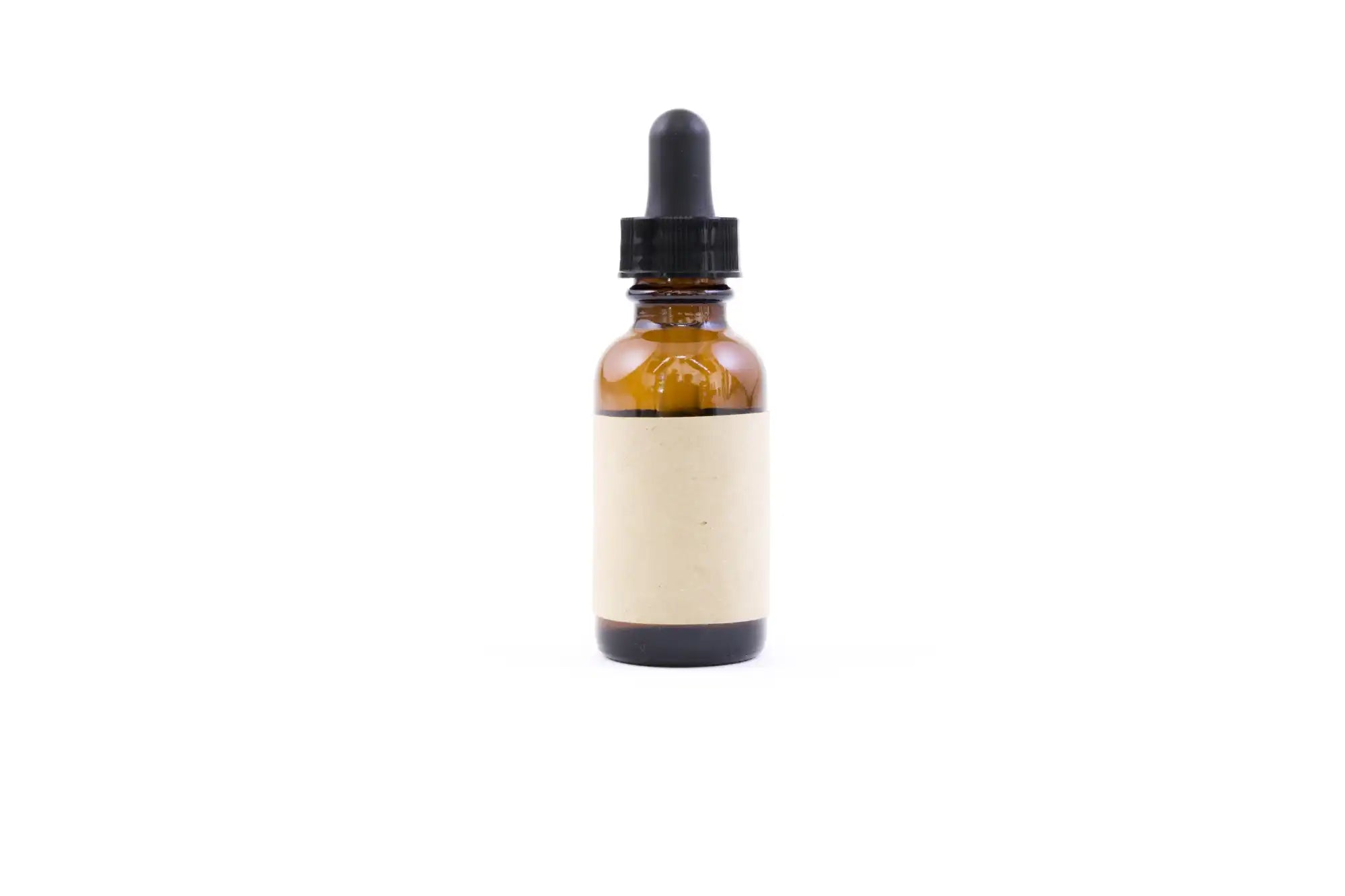Amber glass dropper bottle.